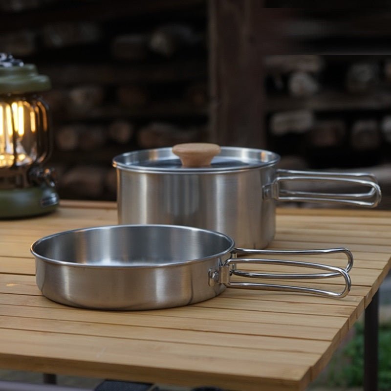 stainless steel folding handle pot set stainless steel folding handle pot set