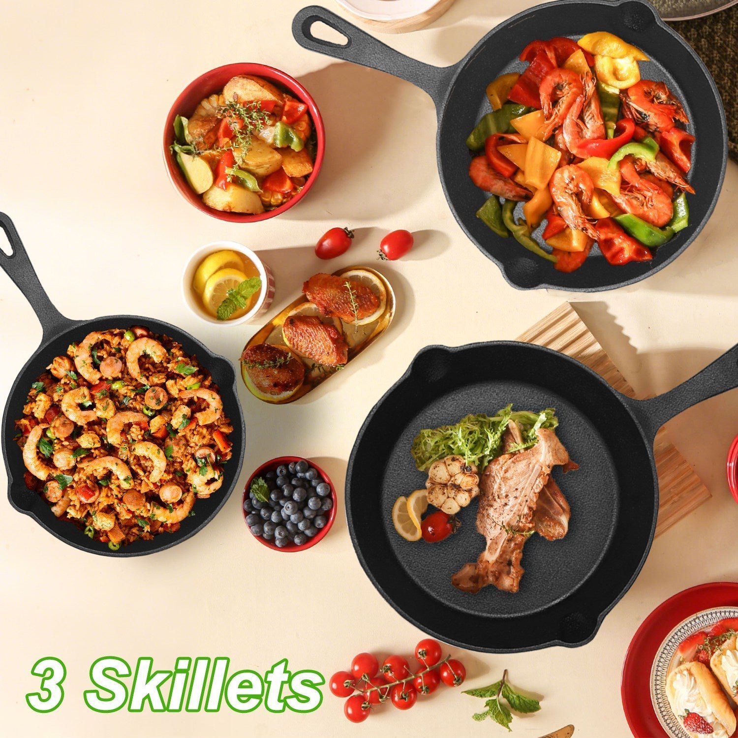3pcs pre seasoned cast iron skillet set 3pcs pre seasoned cast iron skillet set