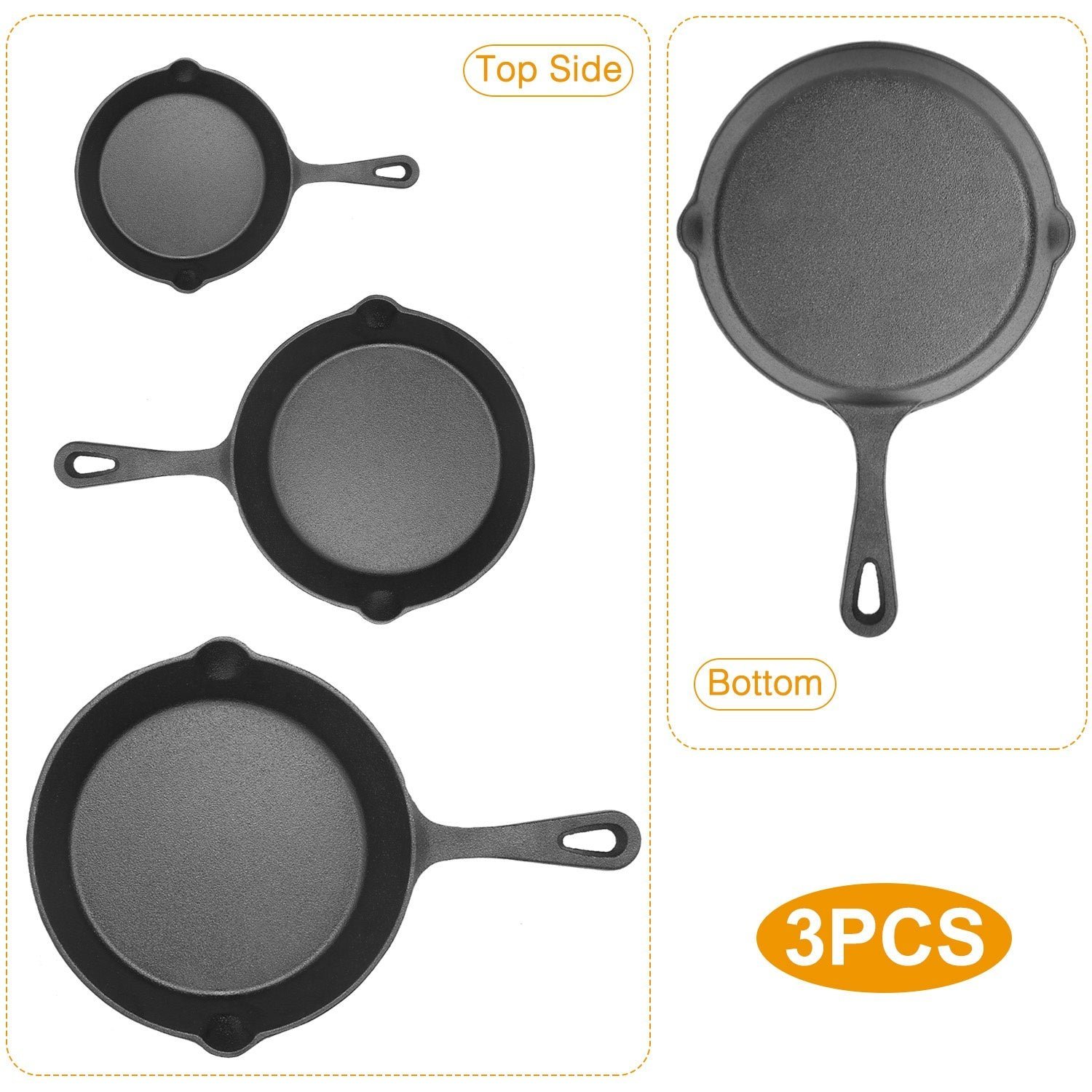 3pcs pre seasoned cast iron skillet set 3pcs pre seasoned cast iron skillet set